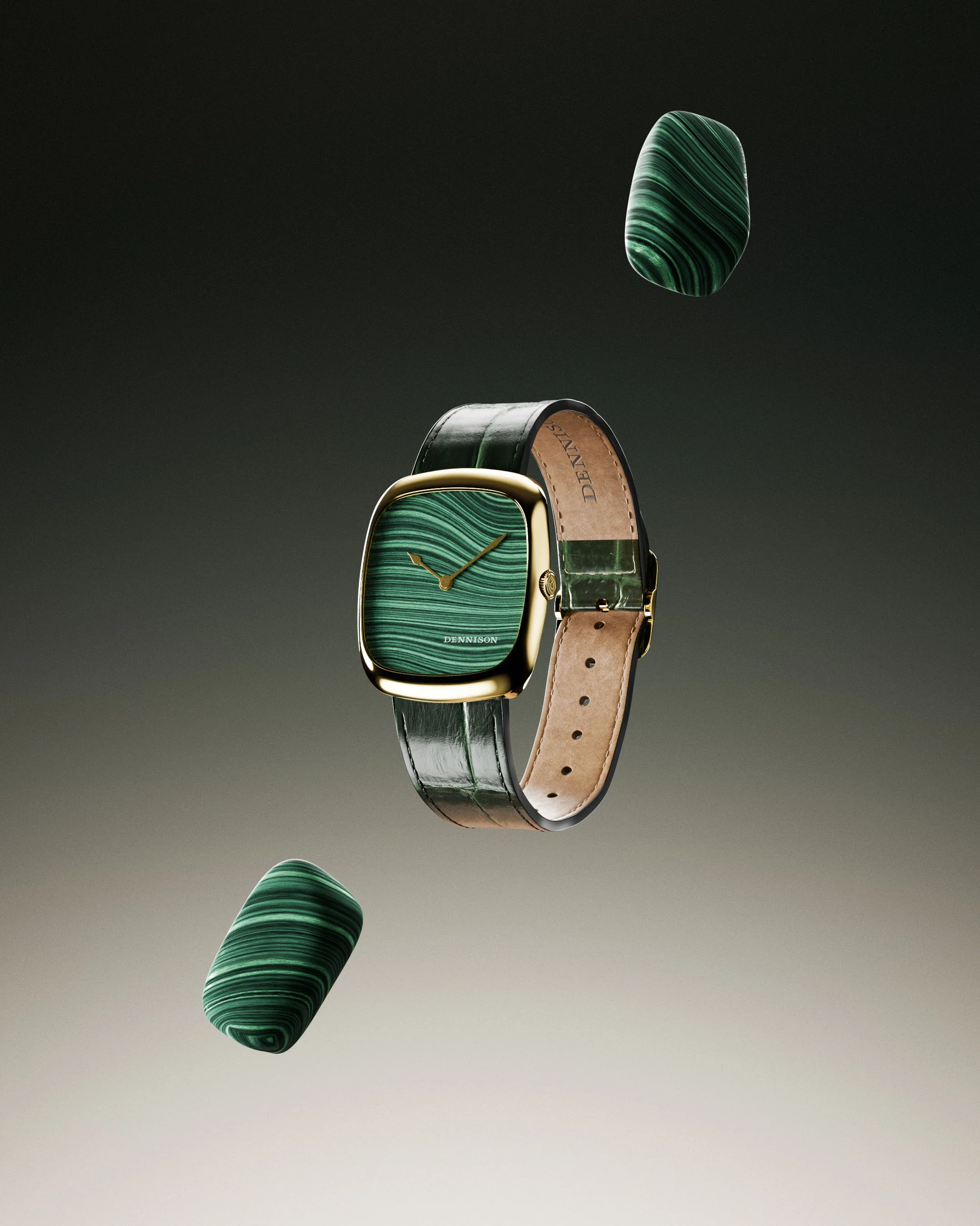 Natural Malachite Stone In Gold - Image 3