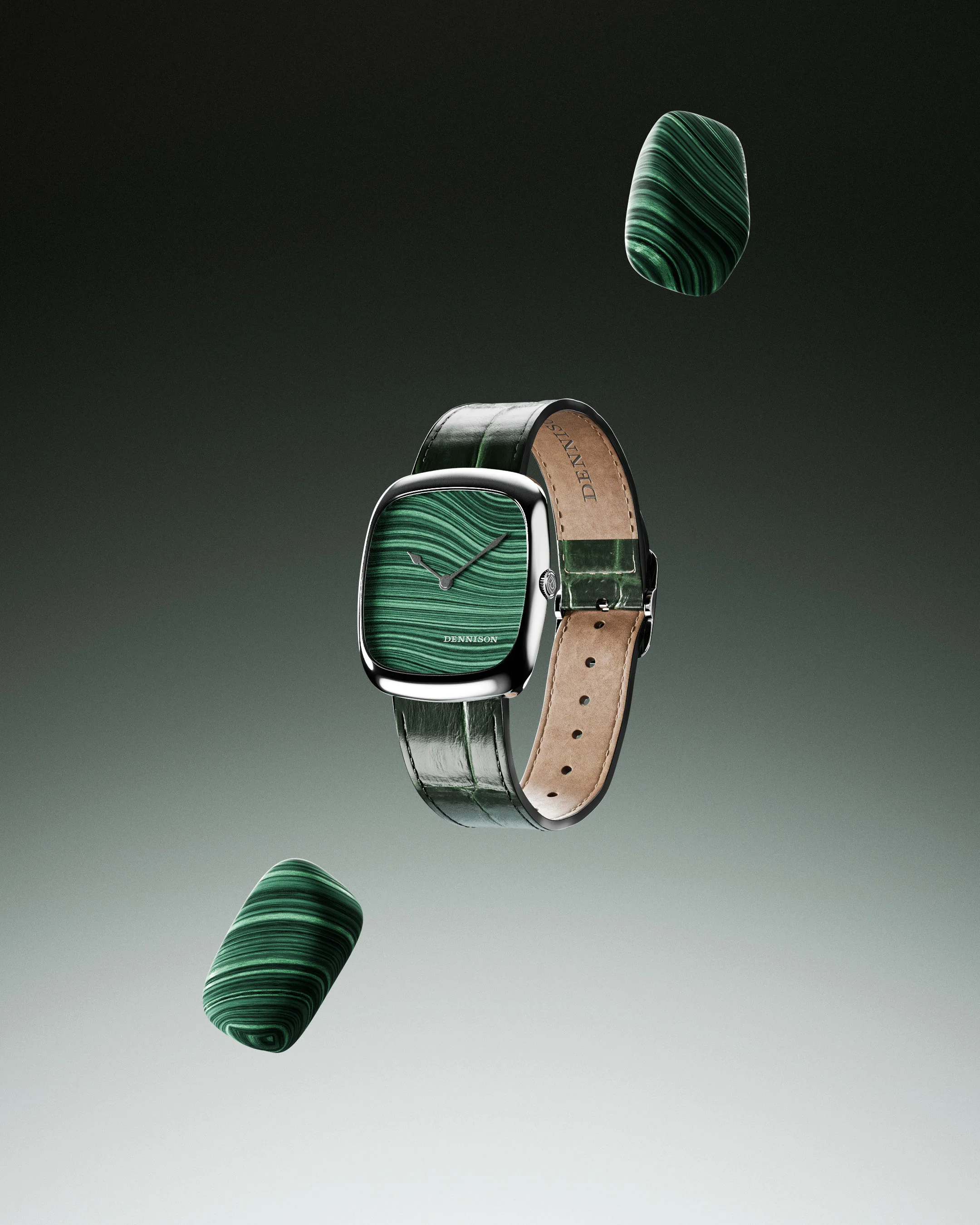 Natural Malachite Stone In Steel - Image 3