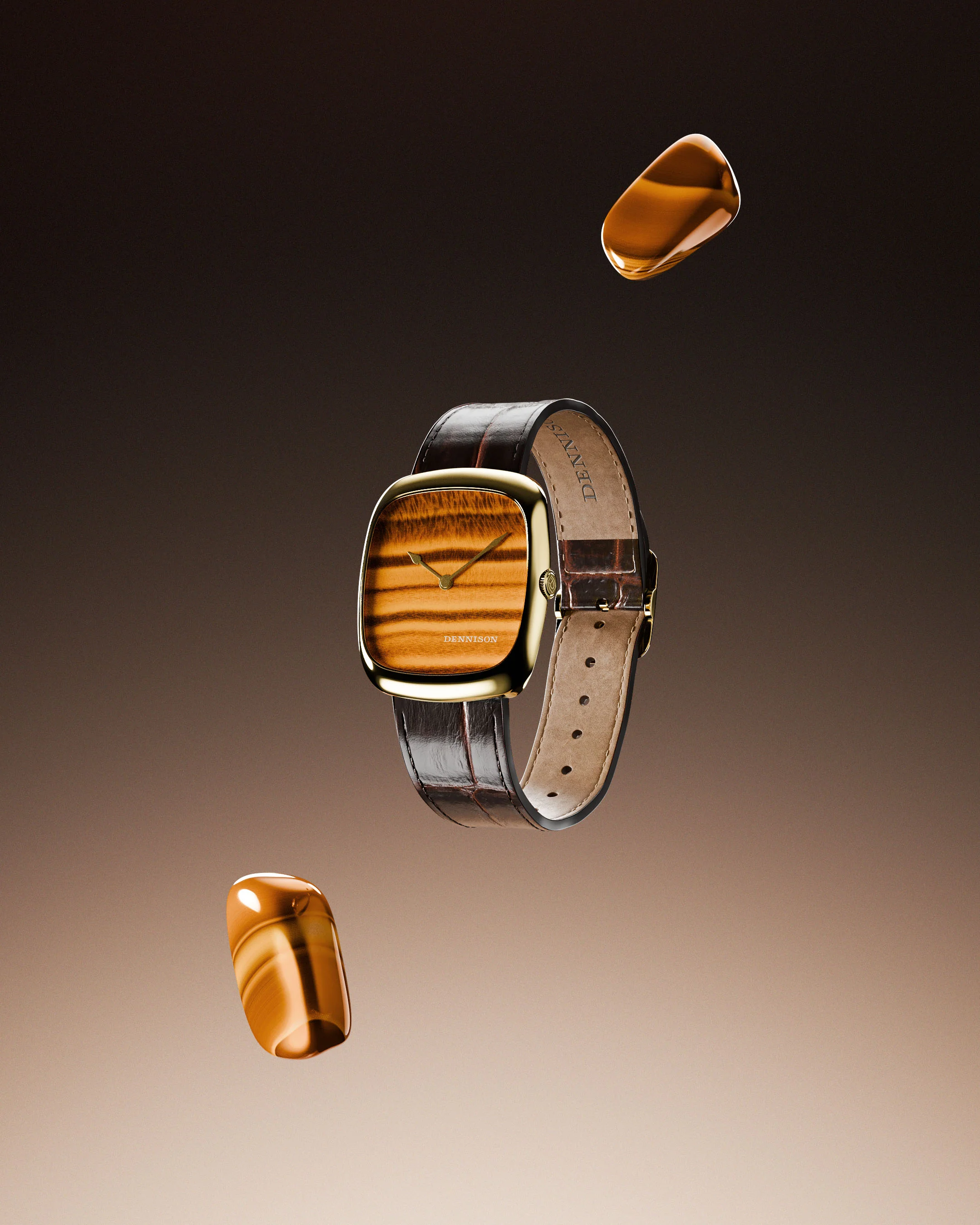 Natural Stone Tiger Eye In Gold - Image 3